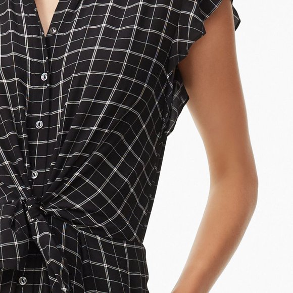 Rebecca Taylor Plaid Silk Windowpane Jumpsuit Size 2 (small) black Wide Leg - Picture 5 of 12